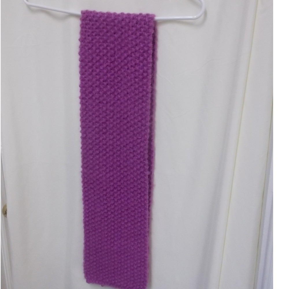 Handmade Magenta Purple Chunky Knit Scarf Garter Stitch Winter Neck Warmer